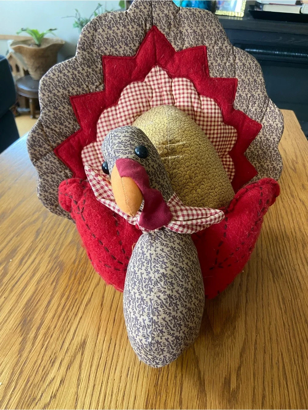 Vintage Stuffed Fabric Thanksgiving Turkey
